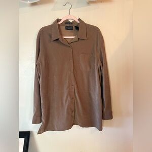 Liz Claiborne  Crazy Horse Suede Look Tan Stretch Shirt Shacket XL Layering Fall